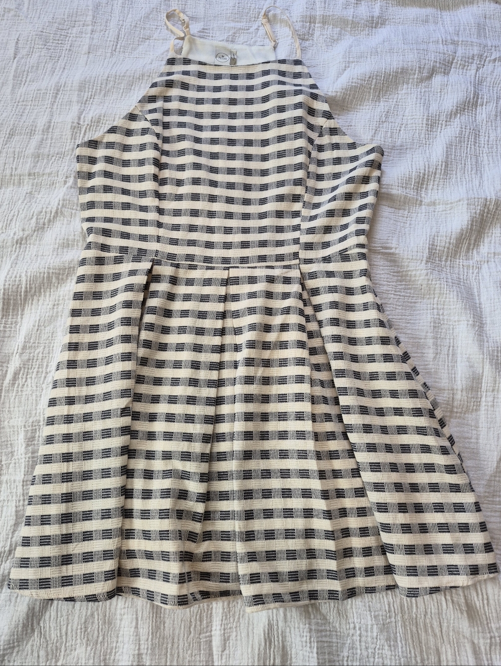 Paper Crane Woven Check Pleated Fit & Flare Dress, Large, VGUC